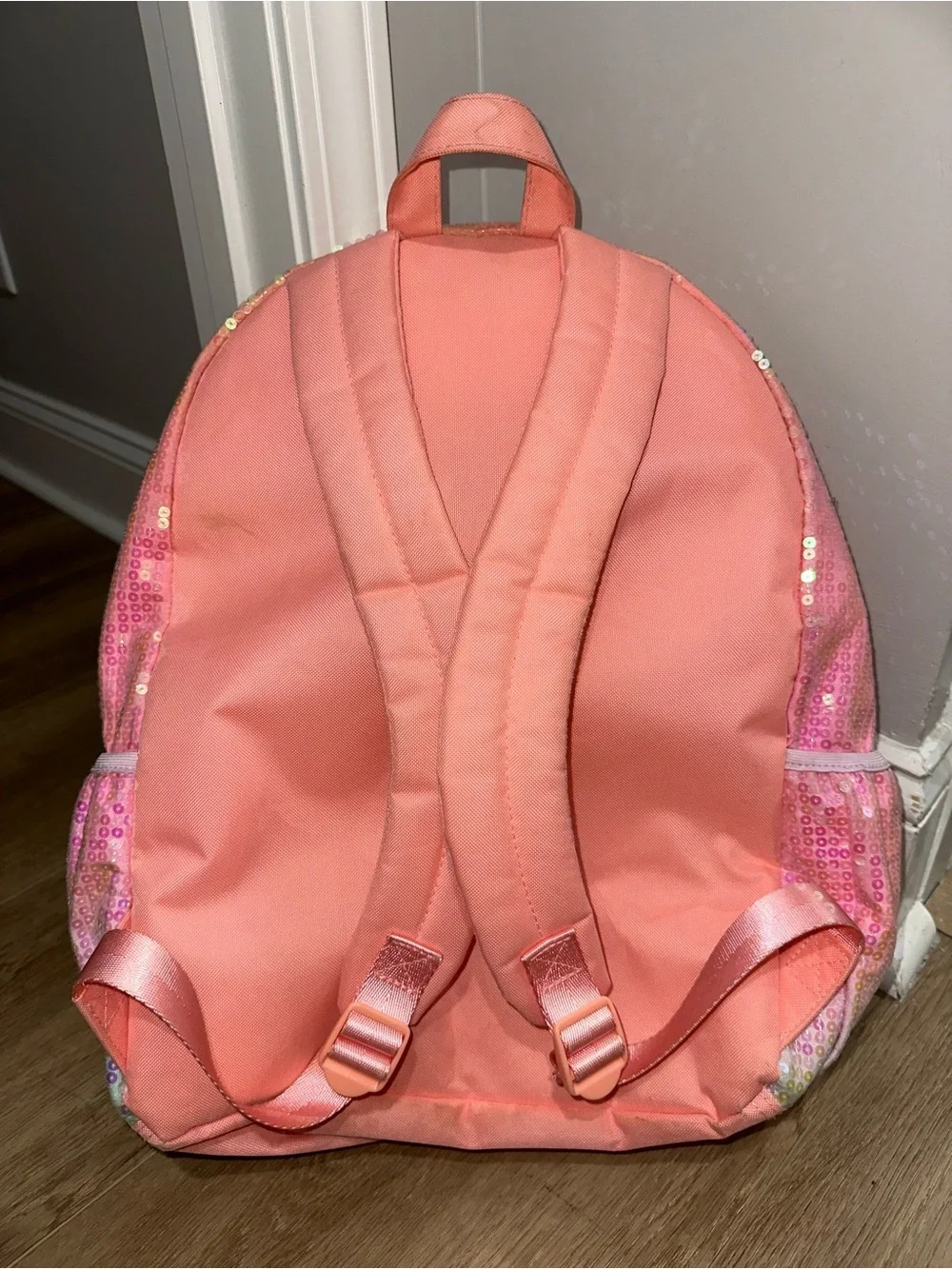 Sequin Pink Kids Backpack with Glitter Star Pocket - E Accent